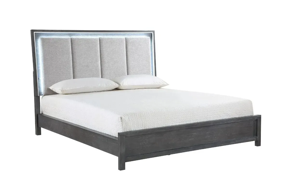 Odessa Panel Bed in Charcoal, Queen