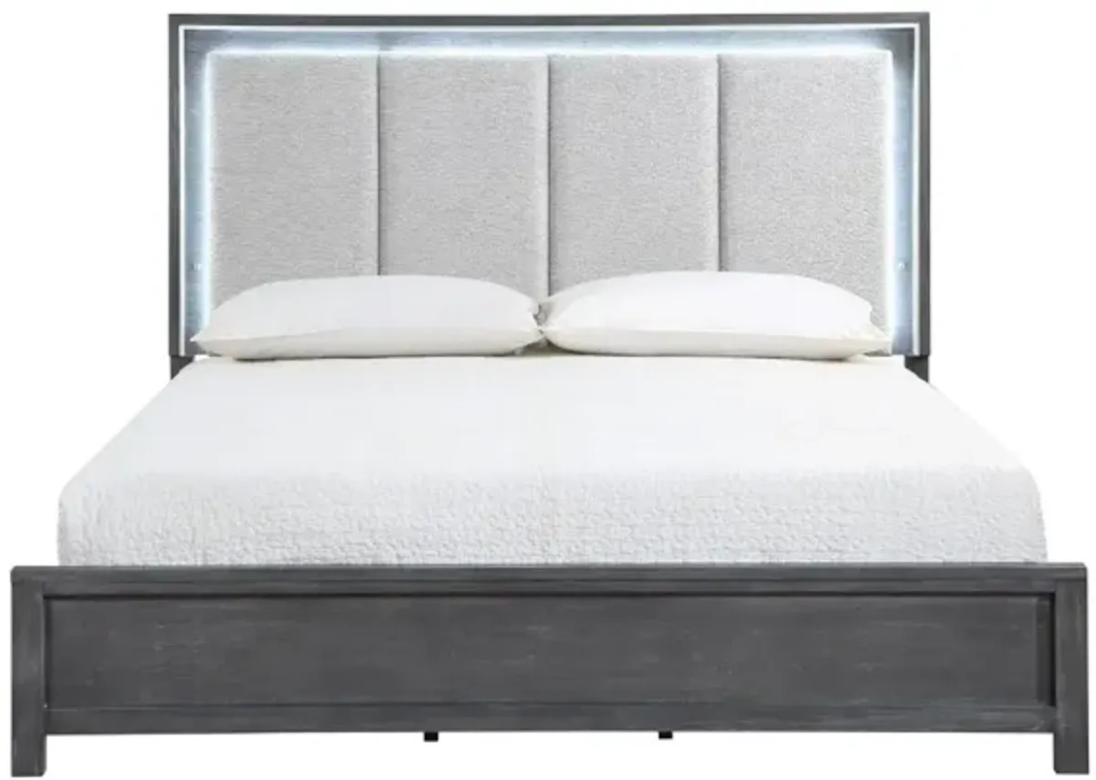 Odessa Panel Bed in Charcoal, CA King