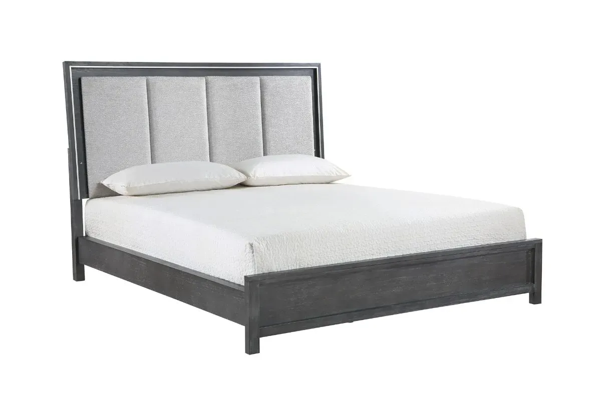 Odessa Panel Bed in Charcoal, CA King