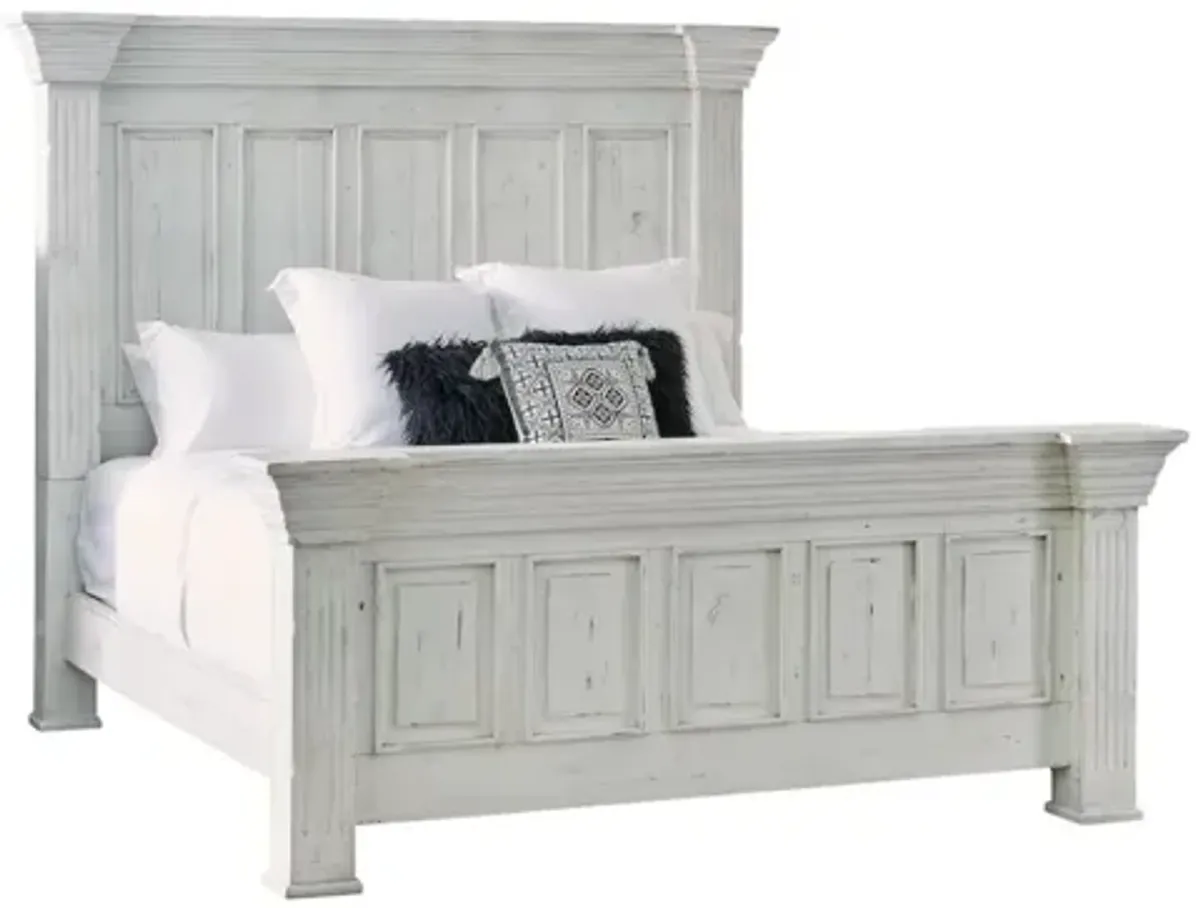 Olivia Panel Bed in White, Queen