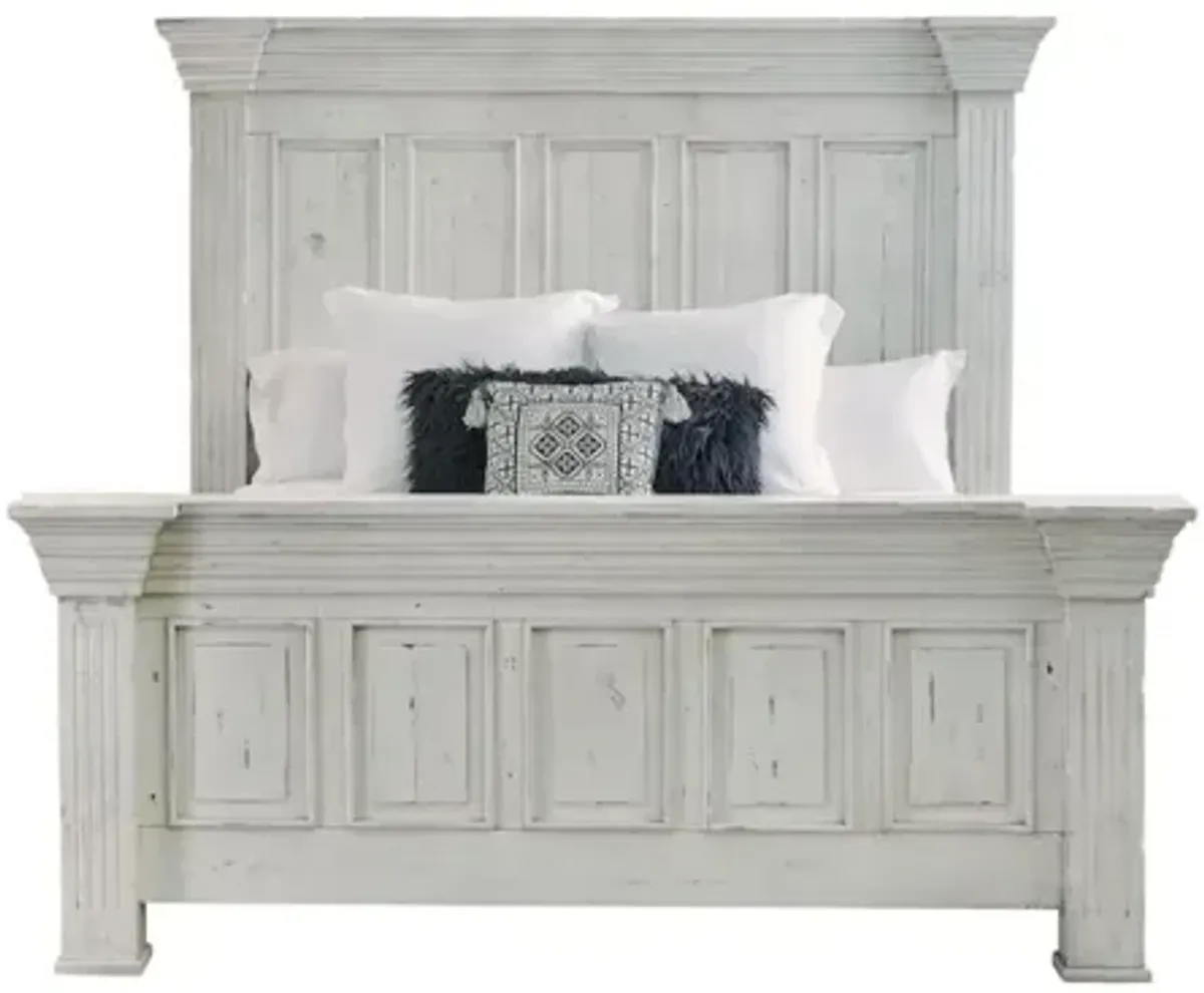 Olivia Panel Bed, Dresser, Mirror, Nightstand & Chest in White, Queen