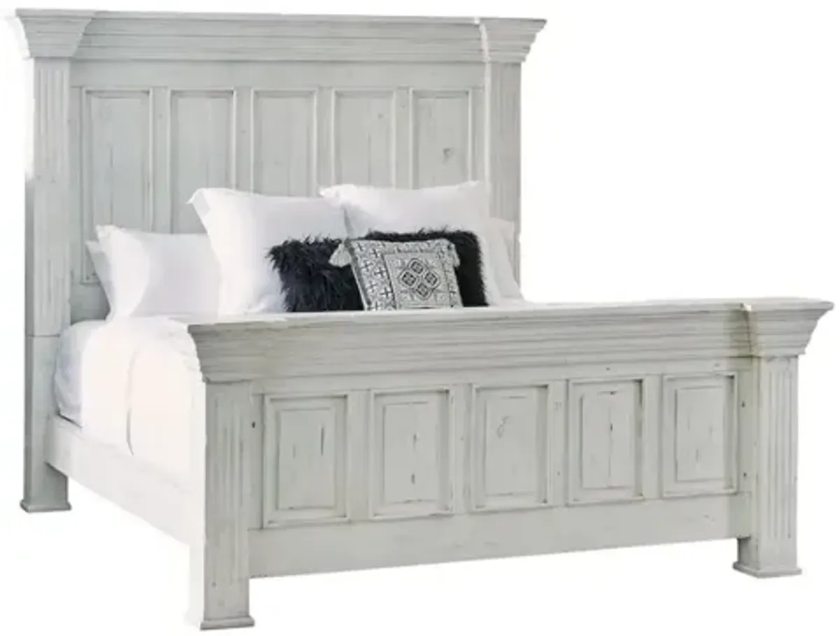 Olivia Panel Bed, Dresser, Mirror, Nightstand & Chest in White, Queen