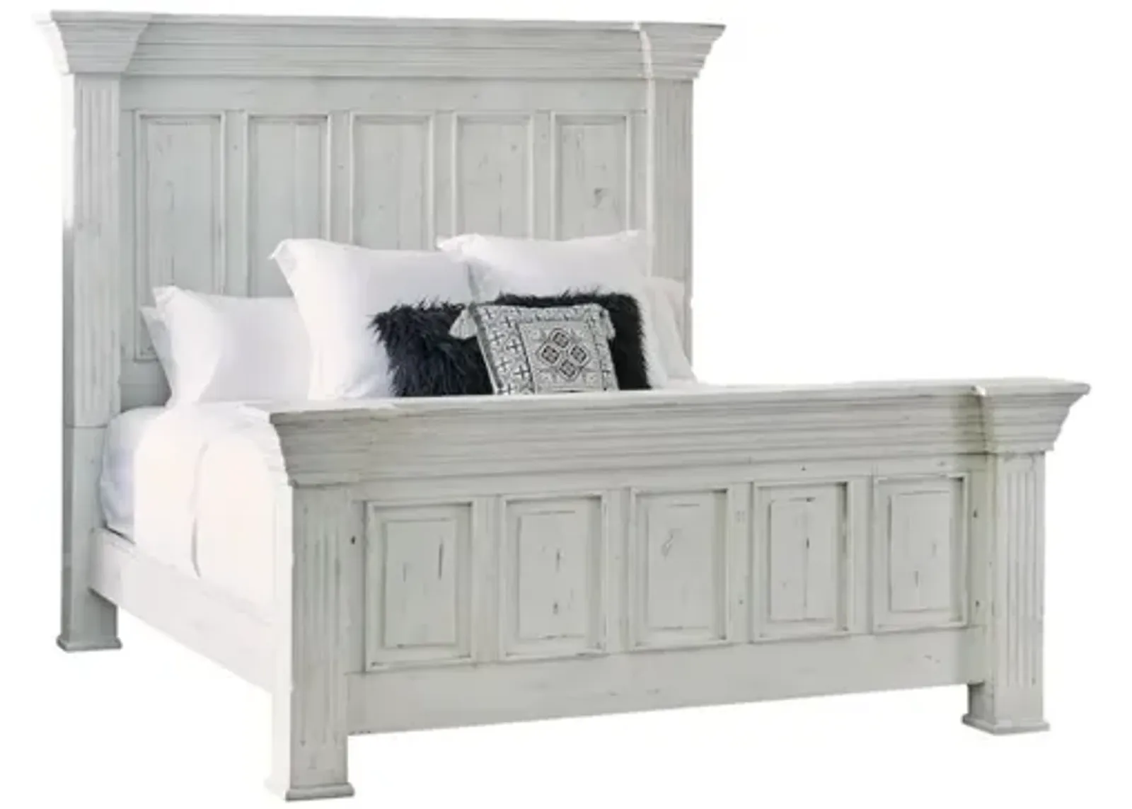 Olivia Panel Bed in White, Eastern King