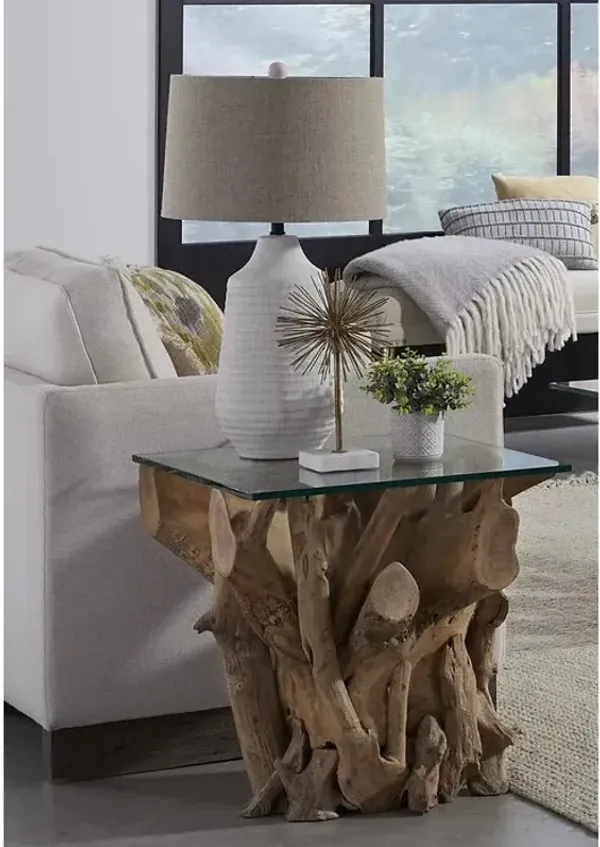 One End Table in Warm Teak