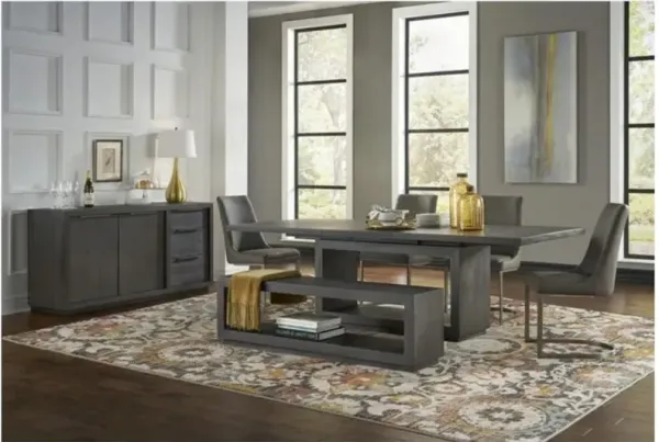 Oxford Dining Table & 4 Chairs & Bench in Basalt Gray