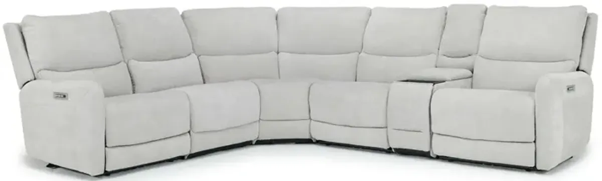 Palencia 6 Piece 3 Power Sectional w/ 3 Power Armless Recliner in Trento Dove