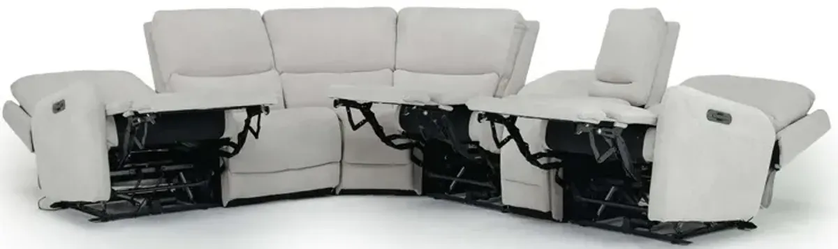 Palencia 6 Piece 3 Power Sectional w/ Massage & 3 Power Armless Recliner in Trento Dove