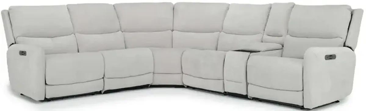 Palencia 6 Piece 3 Power Sectional w/ Massage & 3 Power Armless Recliner in Trento Dove