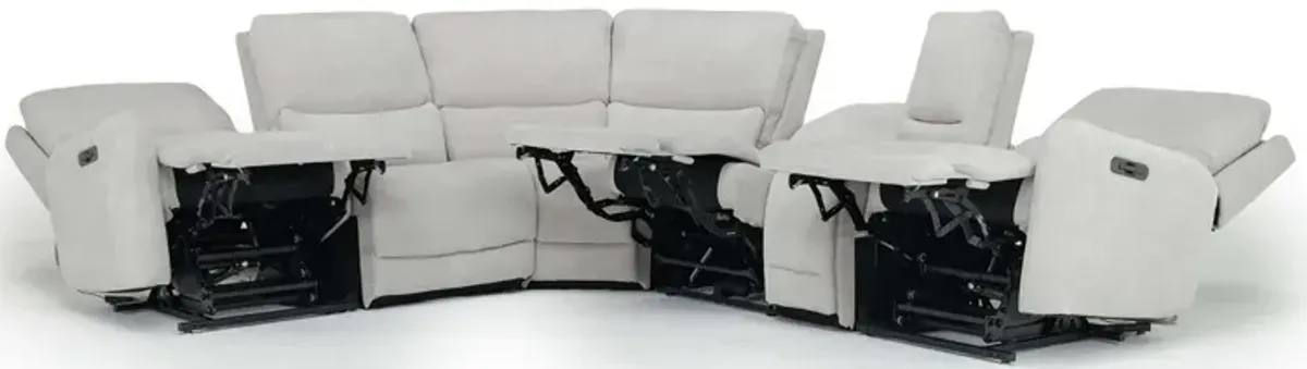 Palencia 6 Piece 3 Power Lift Sectional w/ 3 Power Armless Recliner in Trento Dove
