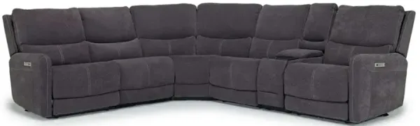 Palencia 6 Piece 3 Power Sectional w/ 3 Power Armless Recliner in Trento Charcoal