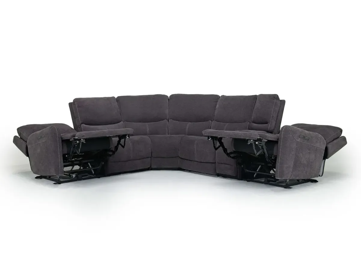 Palencia 6 Piece 3 Power Sectional w/ Massage & 3 Power Armless Recliner in Trento Charcoal