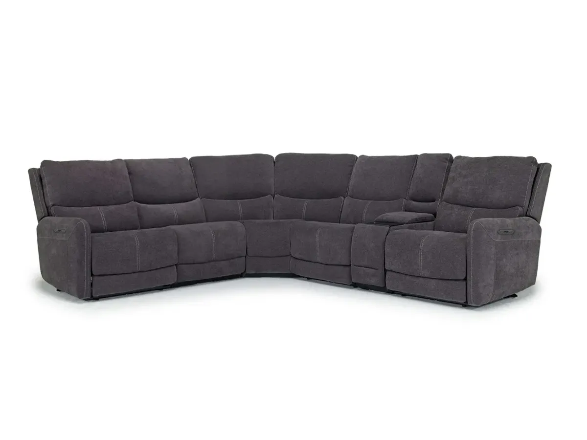 Palencia 6 Piece 3 Power Sectional w/ Massage & 3 Power Armless Recliner in Trento Charcoal