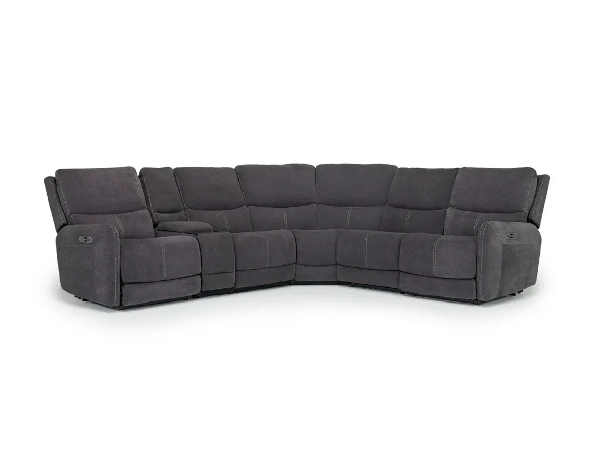 Palencia 6 Piece 3 Power Lift Sectional w/ 3 Power Armless Recliner in Trento Charcoal