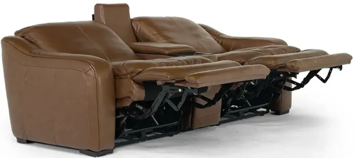 Paradise 2 Power Console Loveseat in Chestnut Leather