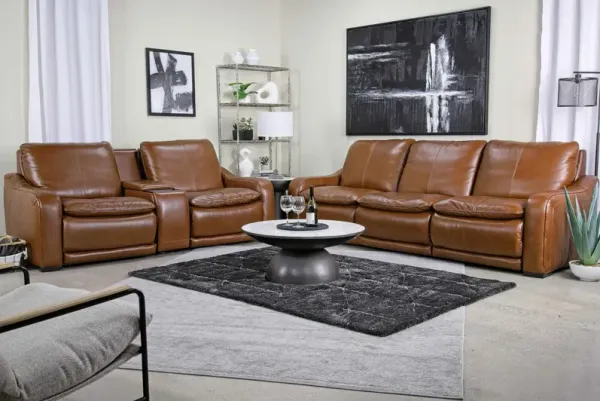Paradise 2 Power Sofa & Console Loveseat in Chestnut Leather