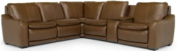 Paradise 6 Piece 2 Power Sectional in Chestnut Leather