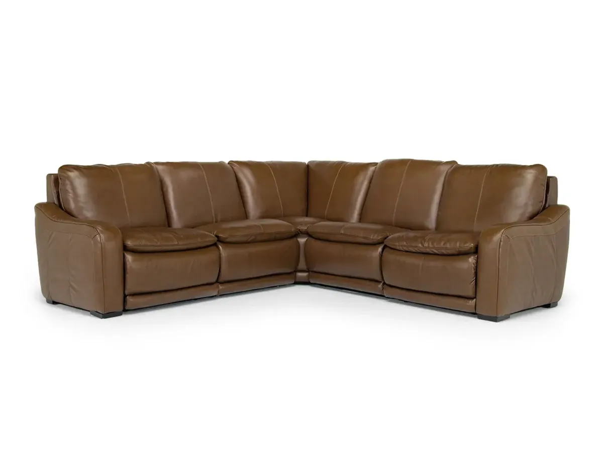 Paradise 5 Piece 2 Power Sectional in Chestnut Leather