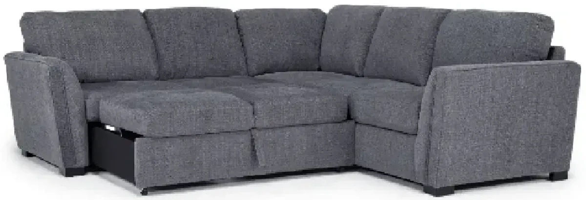 Pasadena Full Tux Sleeper Sectional in Brimfield Denim, Left Facing