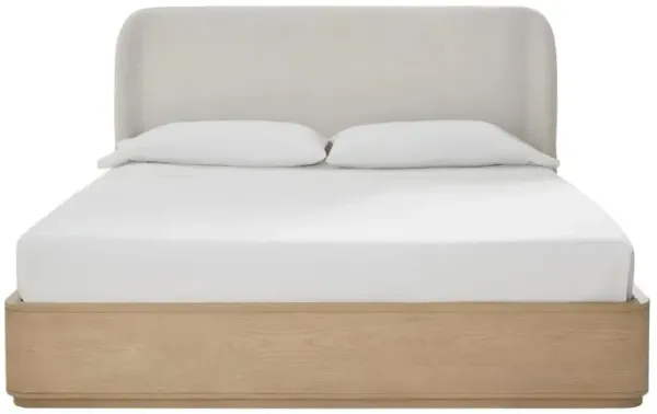 Penny Upholstered Platform Bed in Buff Cream, Queen