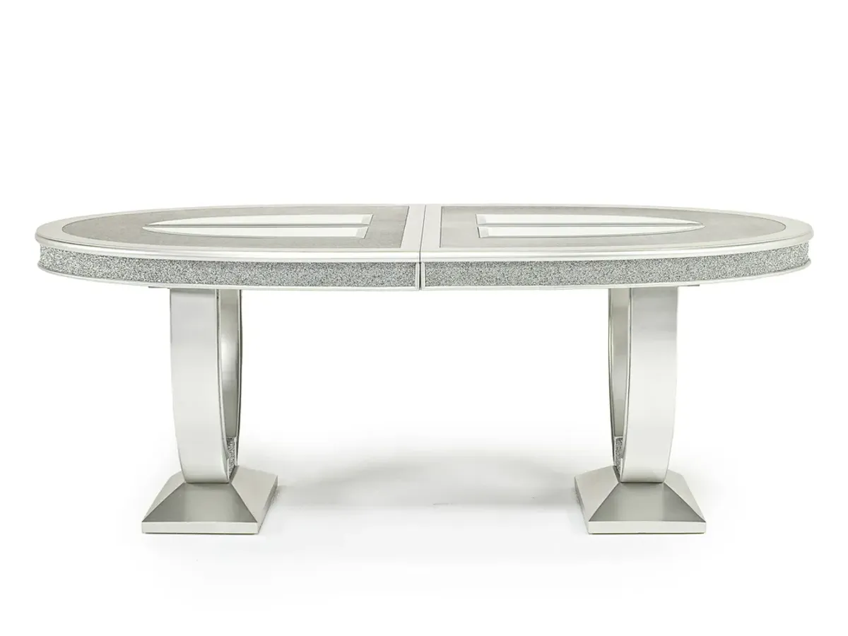 Posh Extendable Oval Dining Table in Platinum