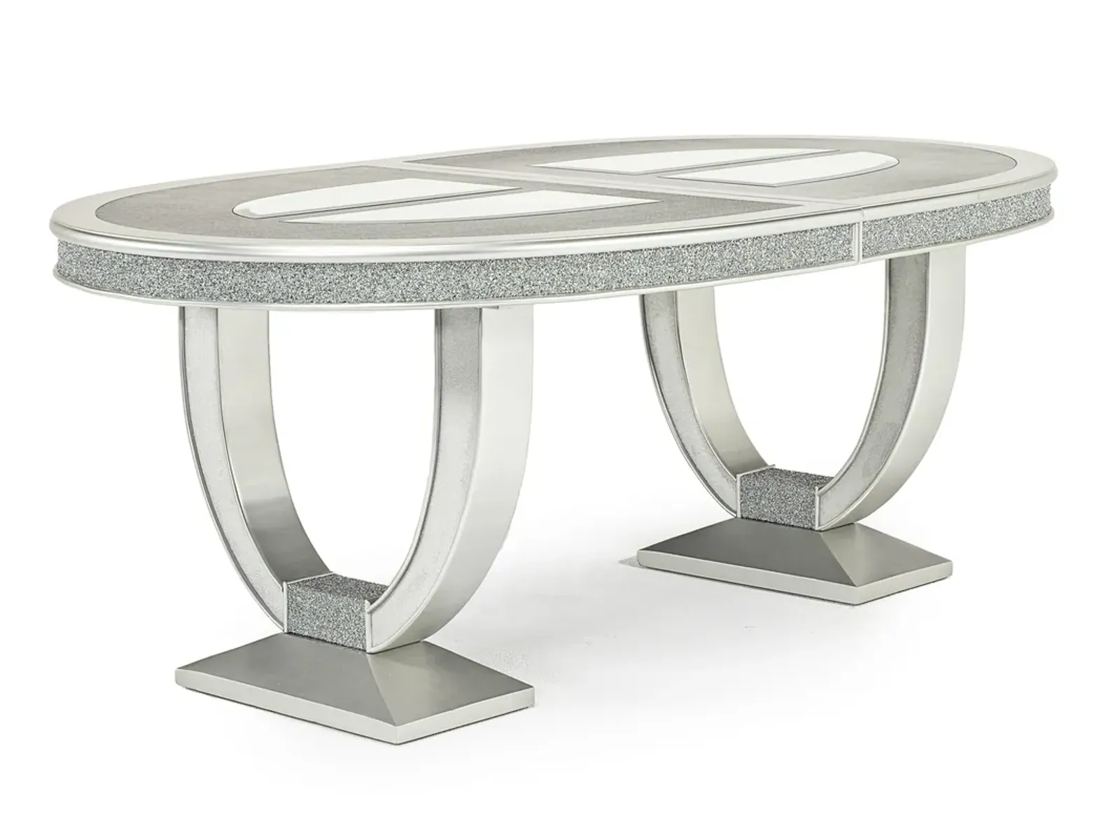 Posh Extendable Oval Dining Table in Platinum