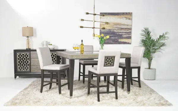 Proximity Counter Height Dining Table & 4 Stools in Gray Oak