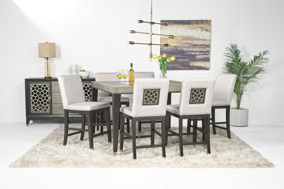 Proximity Counter Height Dining Table & 6 Stools in Gray Oak