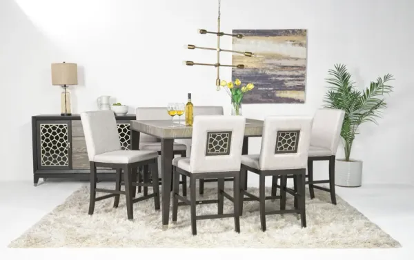 Proximity Counter Height Dining Table & 6 Stools in Gray Oak