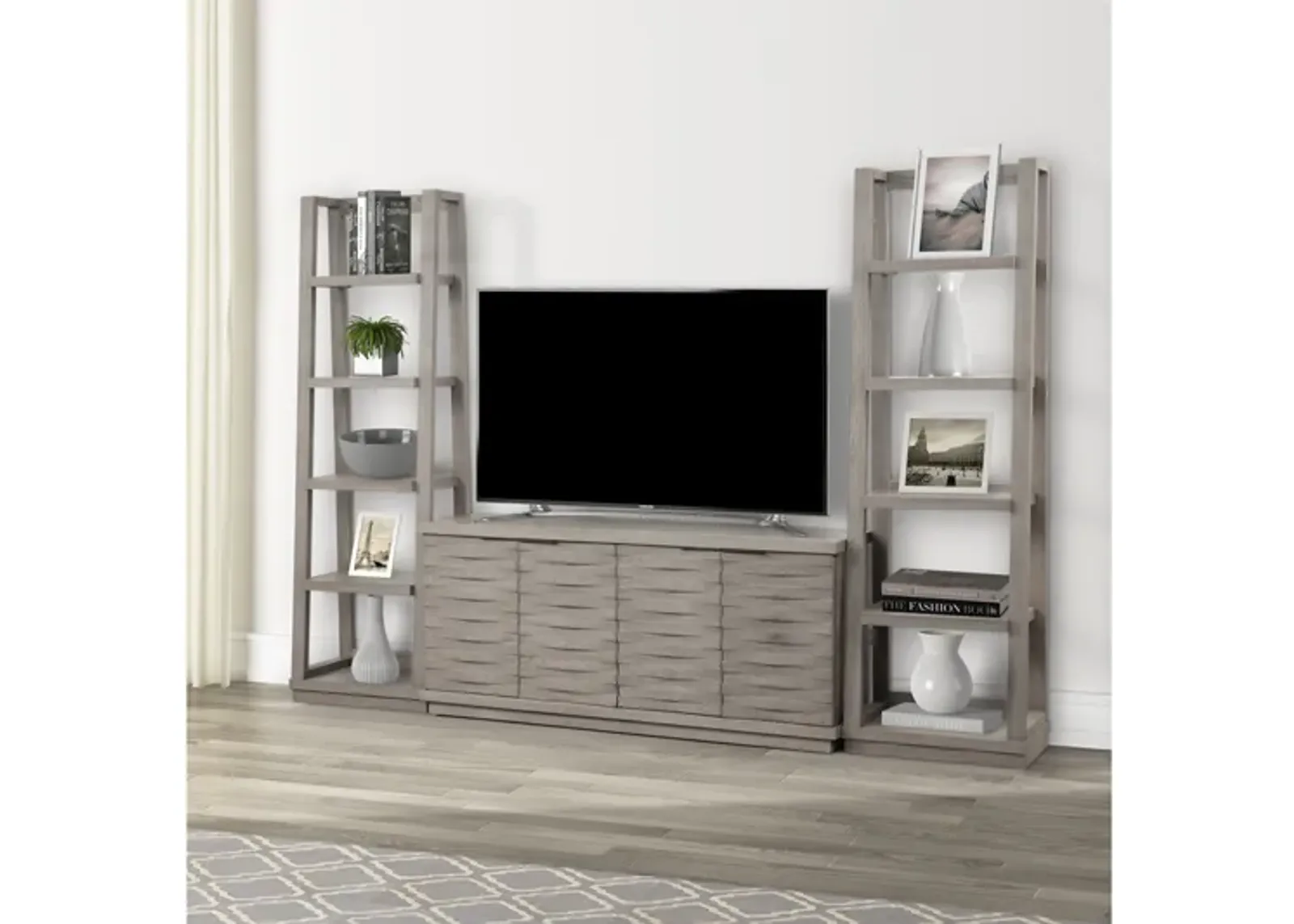 Pure Modern Angled 3 Piece Entertainment Center in Moonstone, 63 Inch