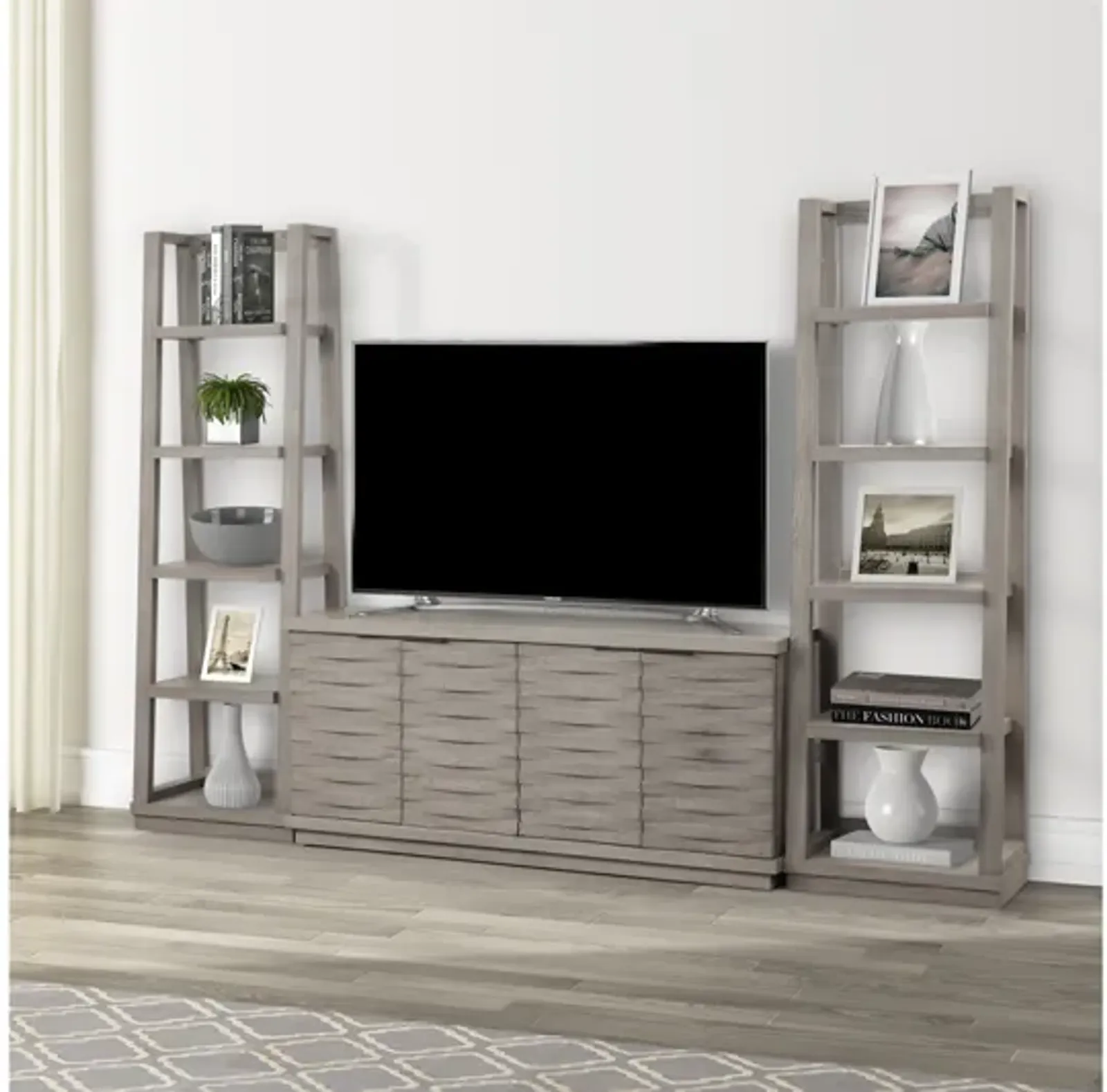 Pure Modern Angled 3 Piece Entertainment Center in Moonstone, 63 Inch