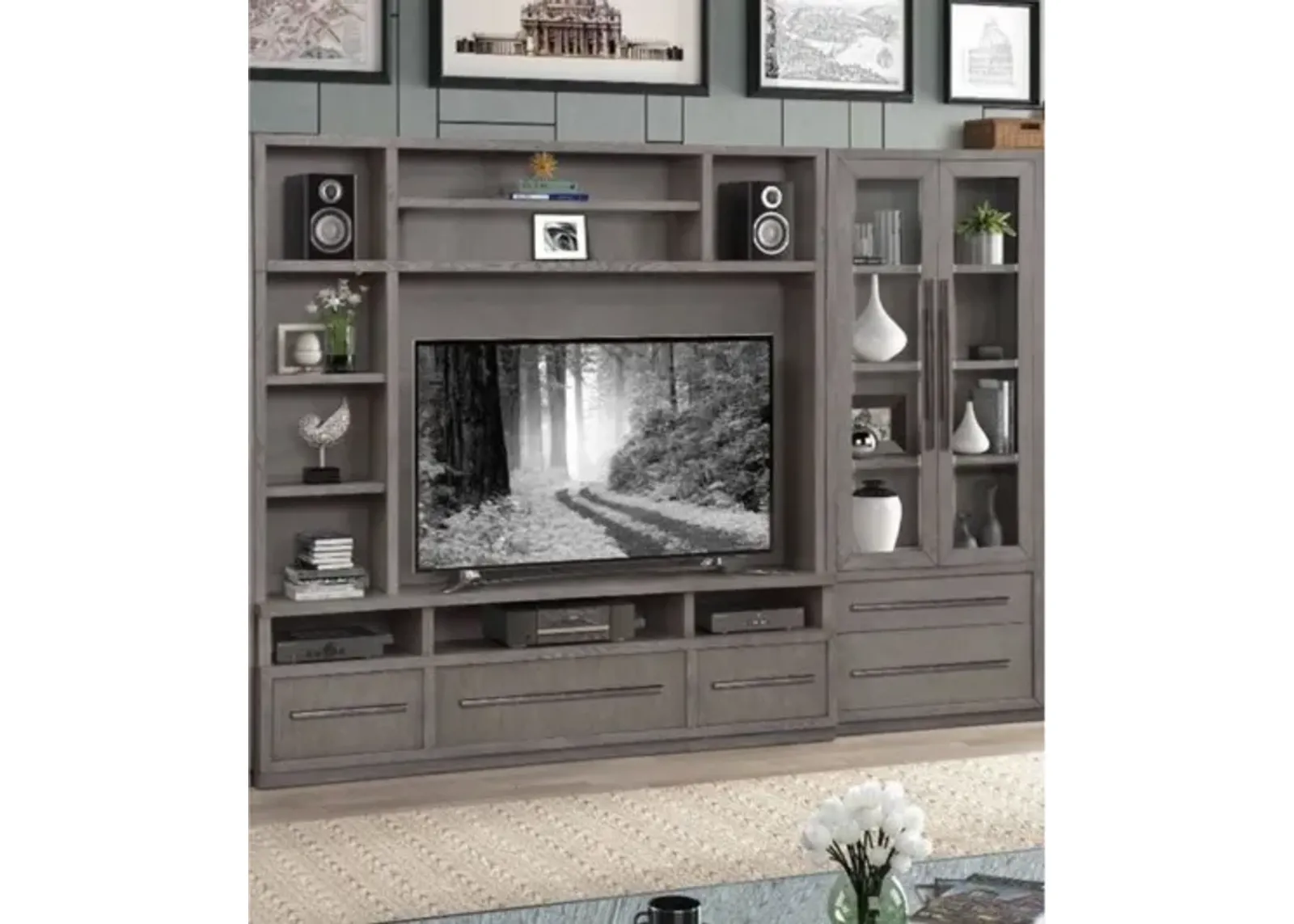 Pure Modern 3 Piece Entertainment Center in Moonstone, 84 Inch