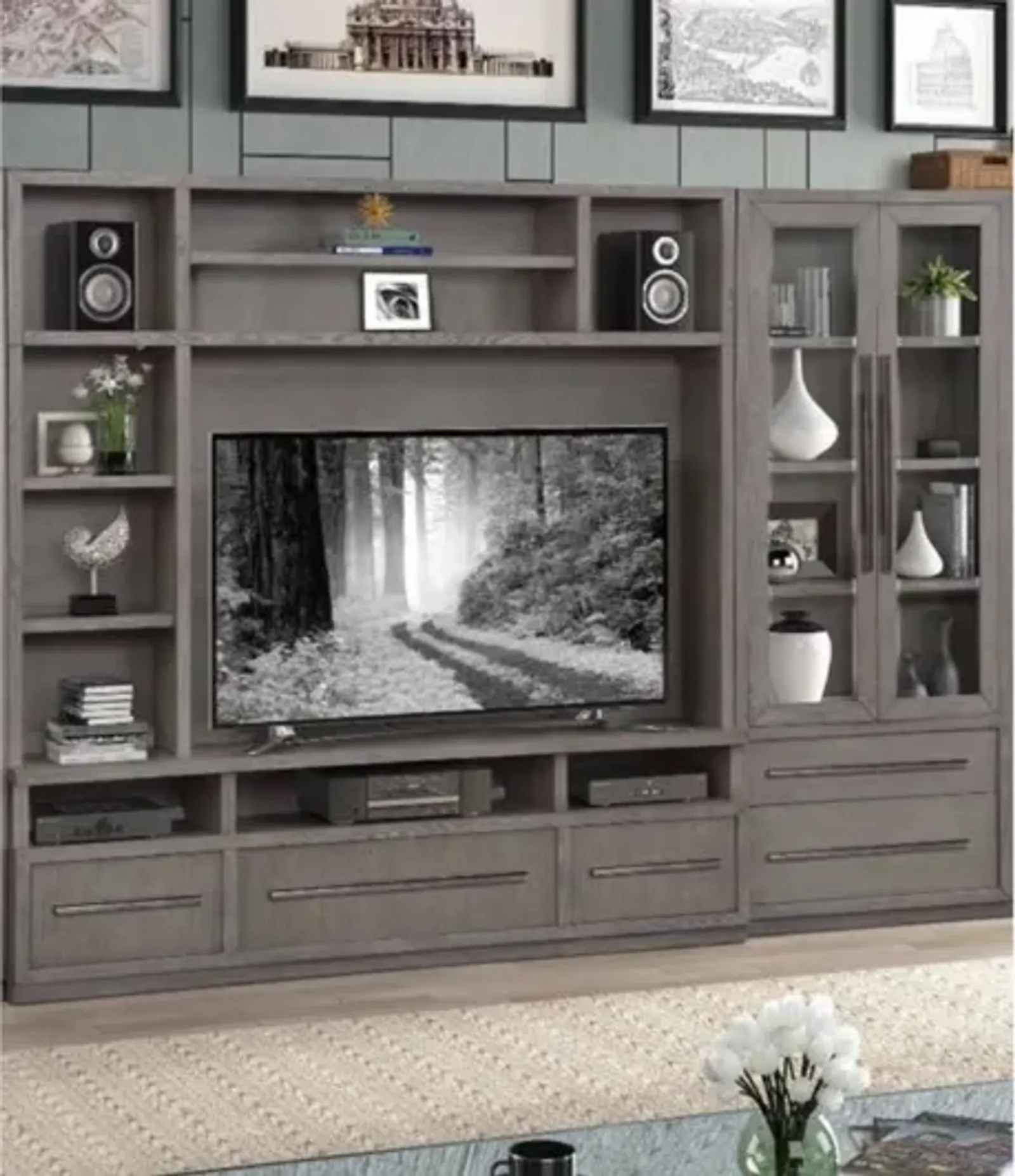 Pure Modern 3 Piece Entertainment Center in Moonstone, 84 Inch