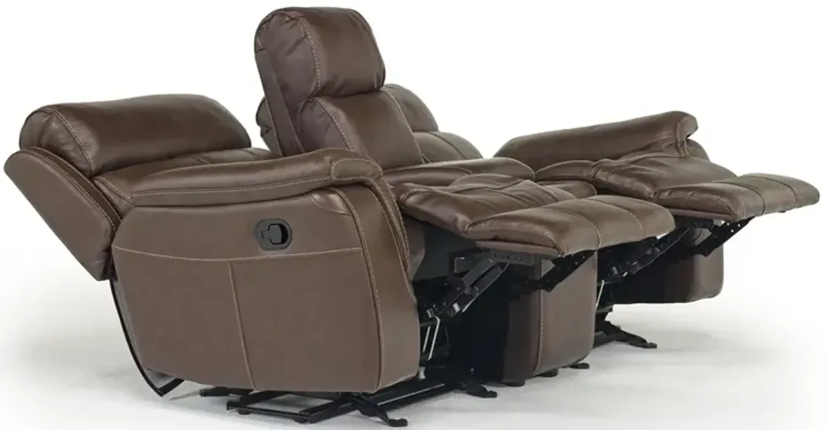 Ranger Gliding Console Loveseat in Brown Leather