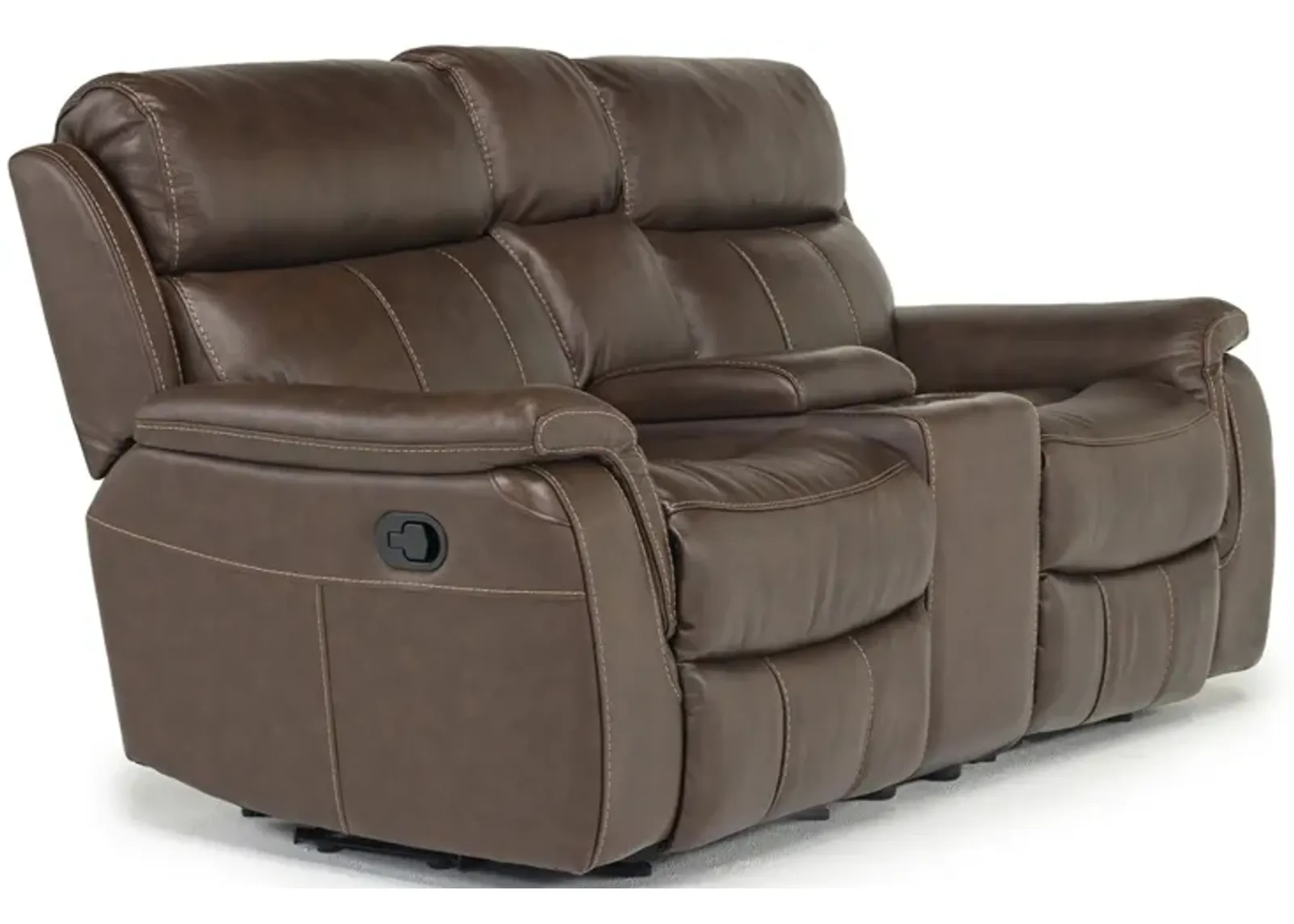 Ranger Gliding Console Loveseat in Brown Leather