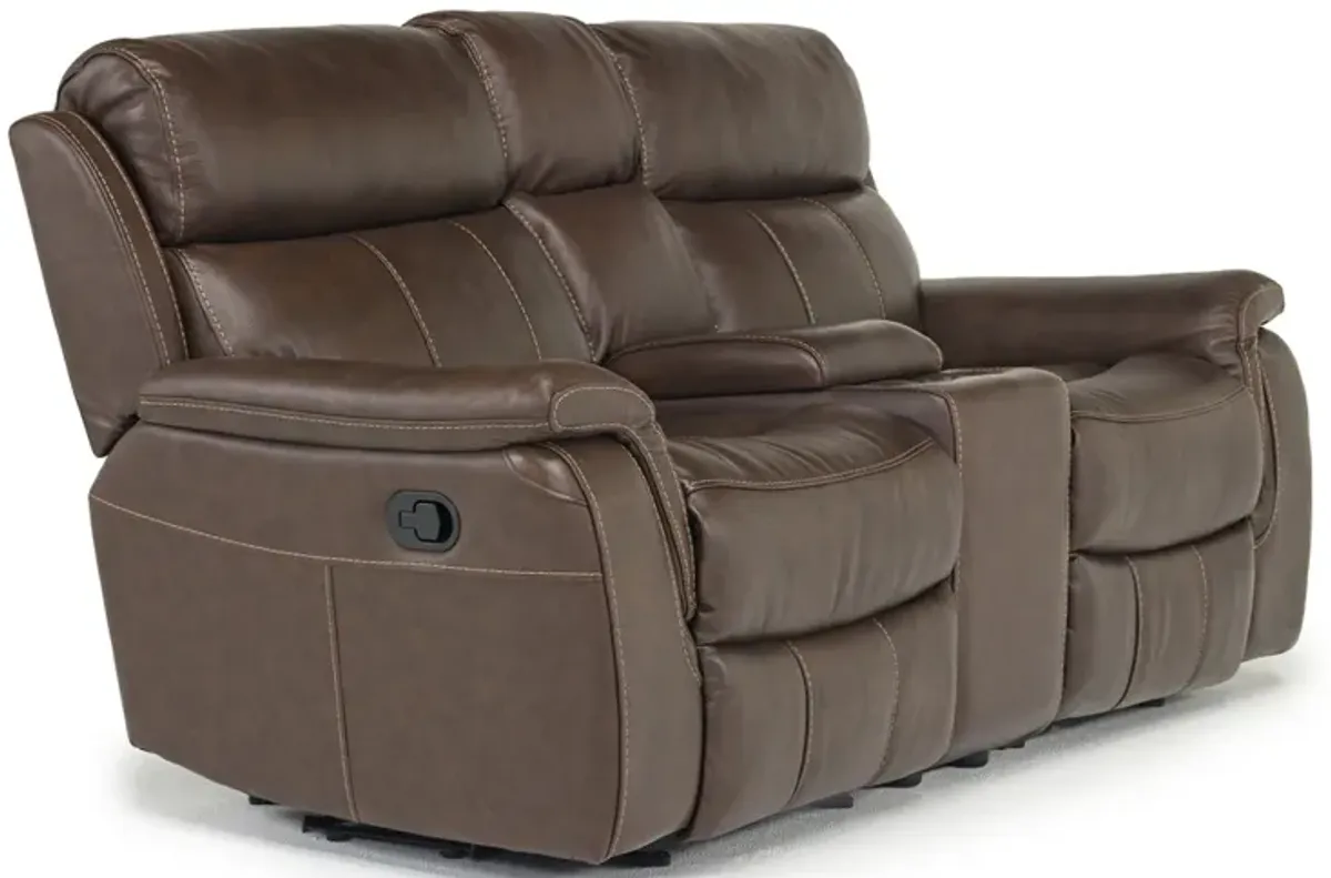 Ranger Gliding Console Loveseat in Brown Leather