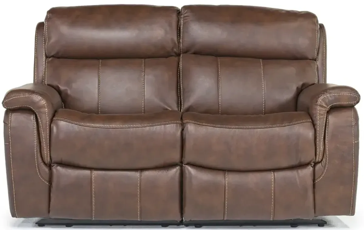 Ranger Power Loveseat in Brown Leather