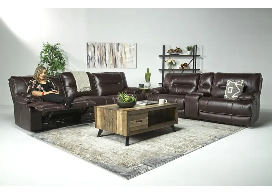 Retreat Power Sofa & Console Loveseat in Cognac Leather