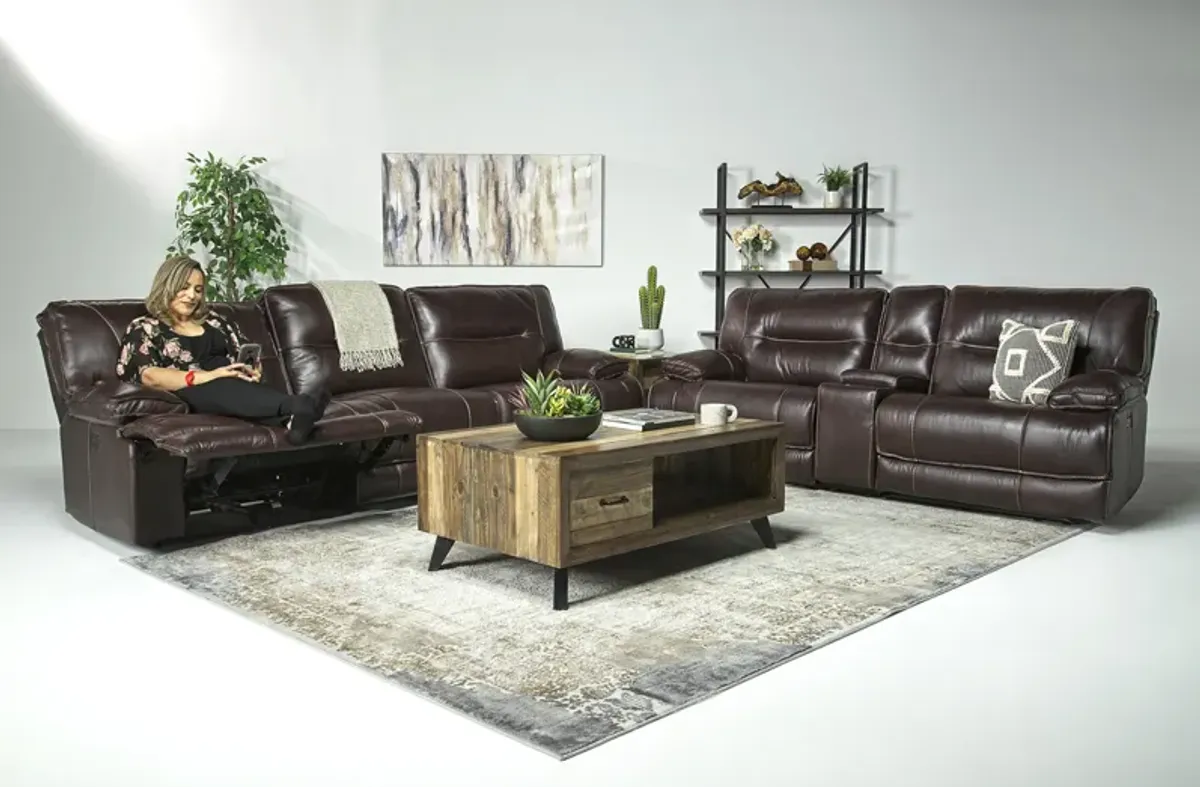 Retreat Power Sofa & Console Loveseat in Cognac Leather