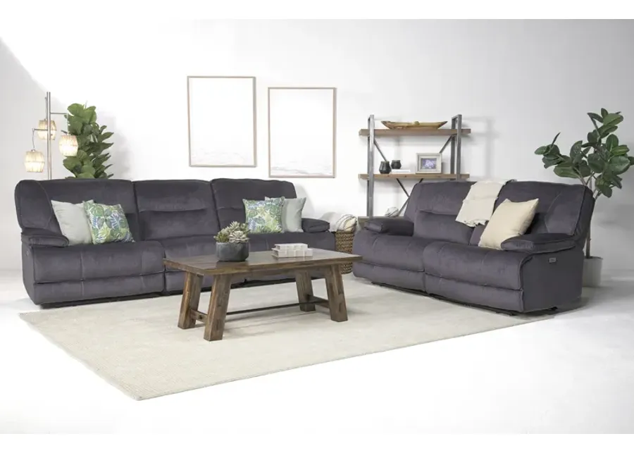 Retreat Power Sofa & Loveseat in Charcoal