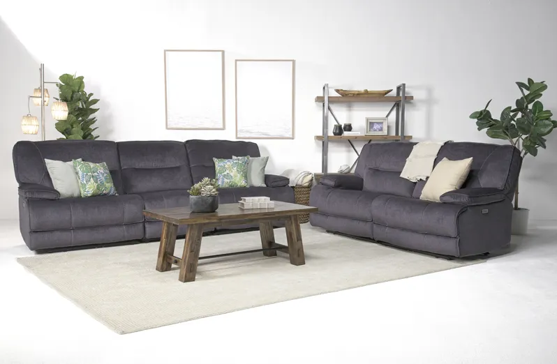 Retreat Power Sofa & Loveseat in Charcoal