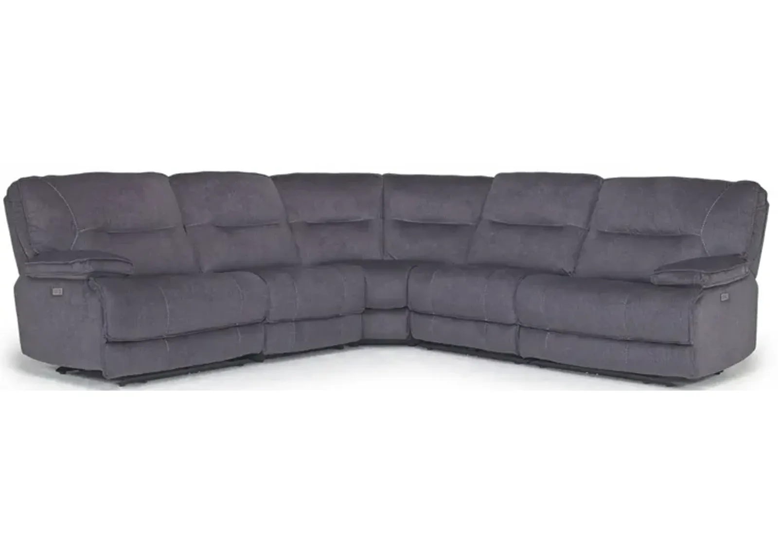 Retreat 5 Piece Power Sectional w/ Power Armless Recliner in Charcoal