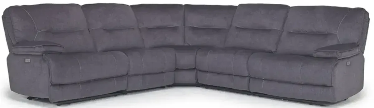 Retreat 5 Piece Power Sectional w/ Power Armless Recliner in Charcoal