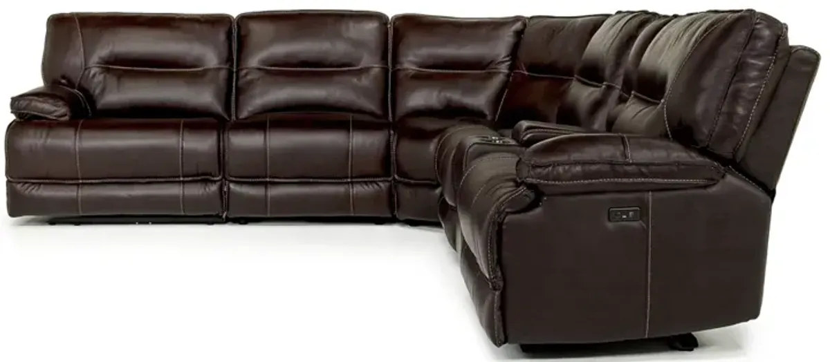 Retreat 6 Piece Power Sectional in Cognac Leather