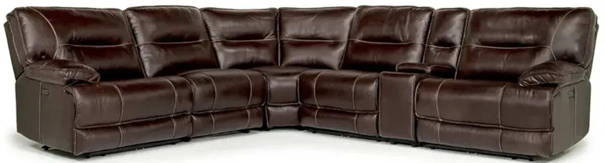 Retreat 6 Piece Power Sectional in Cognac Leather