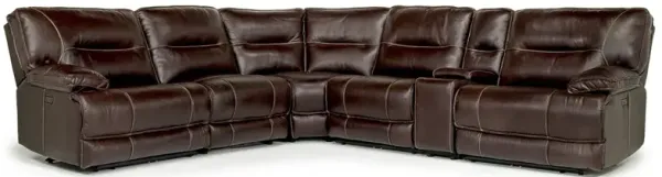 Retreat 6 Piece Power Sectional in Cognac Leather