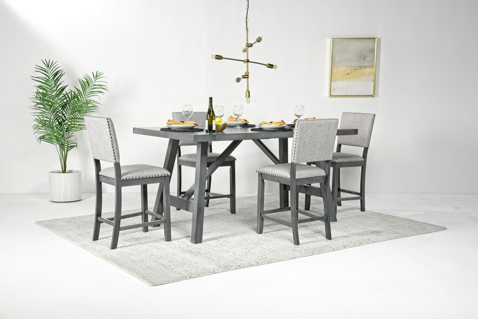 Rockford Counter Height Dining Table & 4 Stools in Gray