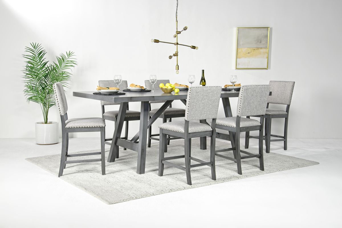 Rockford Counter Height Dining Table & 6 Stools in Gray