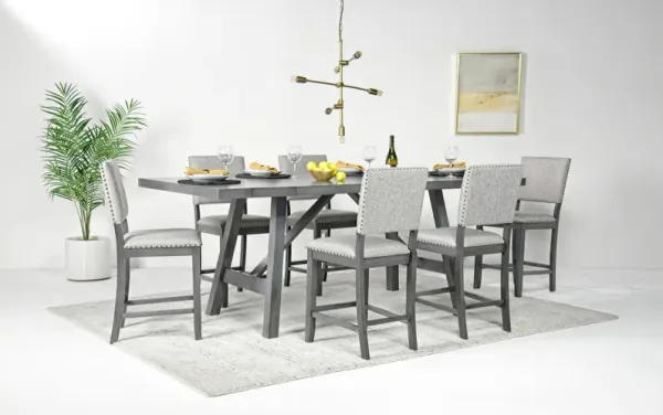 Rockford Counter Height Dining Table & 6 Stools in Gray