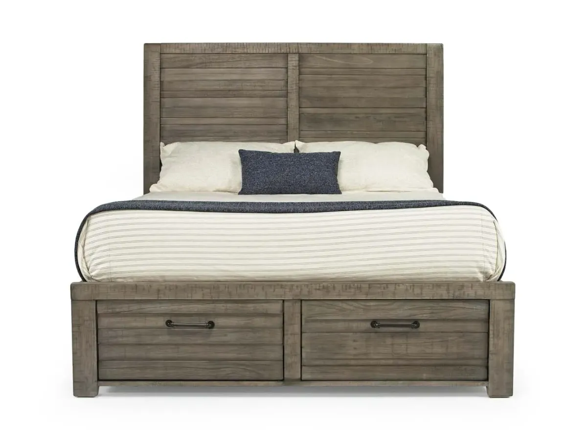 Ruff Hewn Panel Bed w/ Storage in Gray, Eastern King