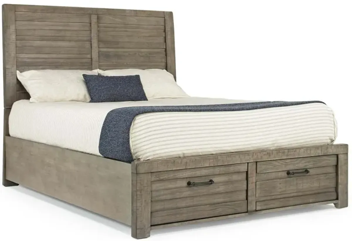 Ruff Hewn Panel Bed w/ Storage in Gray, Eastern King